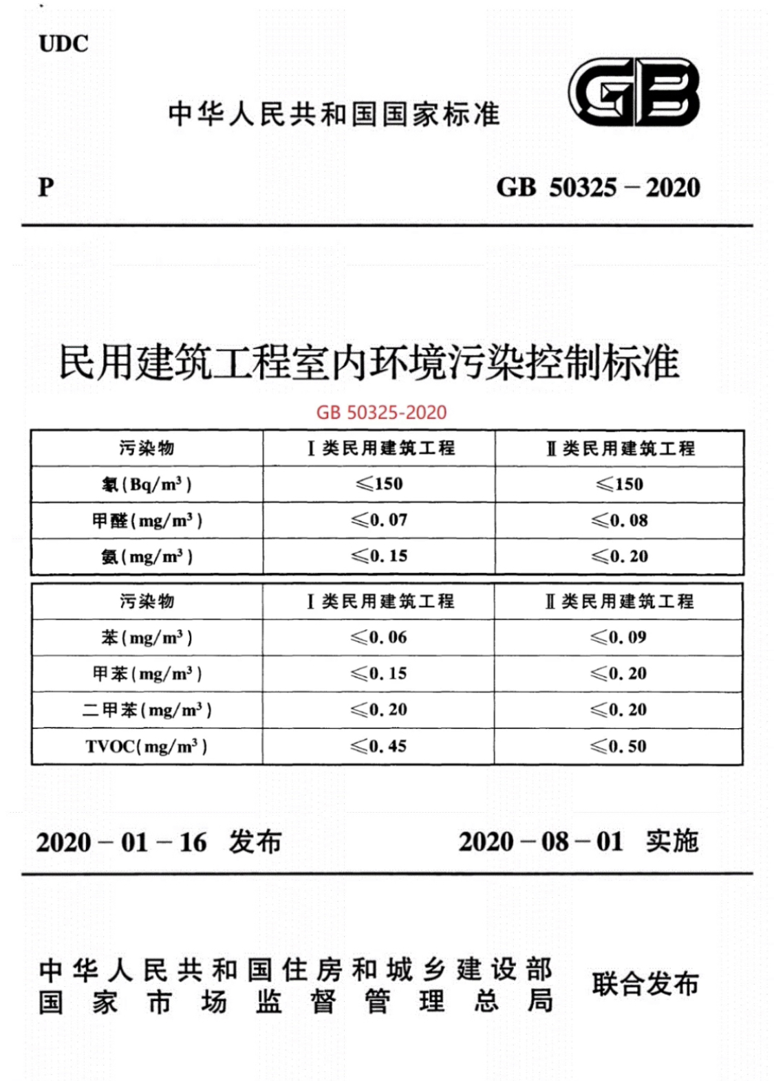 GB 50325-2020《民用建筑工程室内环境污染控制标准》 GB 50325-2020《民用建筑工程室内环境污染控制标准》